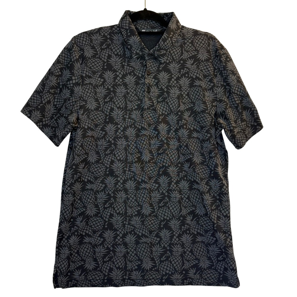 Travis‎ Mathew Mens Large Golf Polo Pineapple Shirt Pima PGA Embroidery Grey